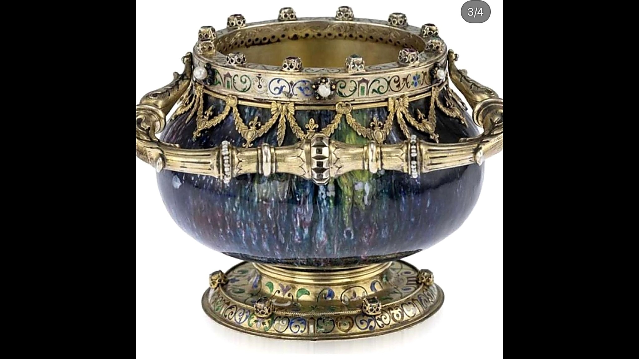 A 19th Century Austro-Hungarian Gilded Silver and Enamel Vase/Bowl