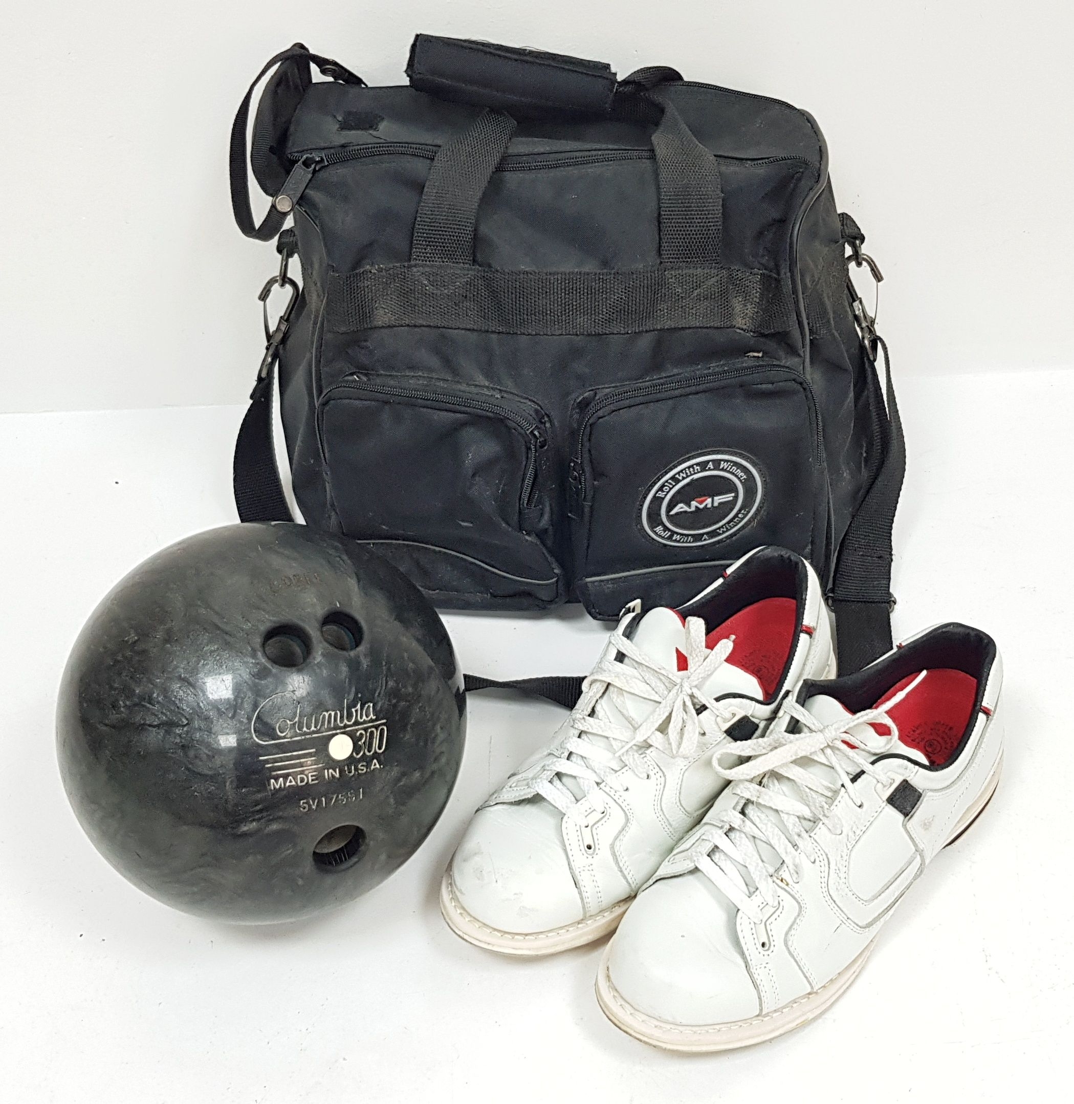 A Ten Pin Bowling Ball and Shoes