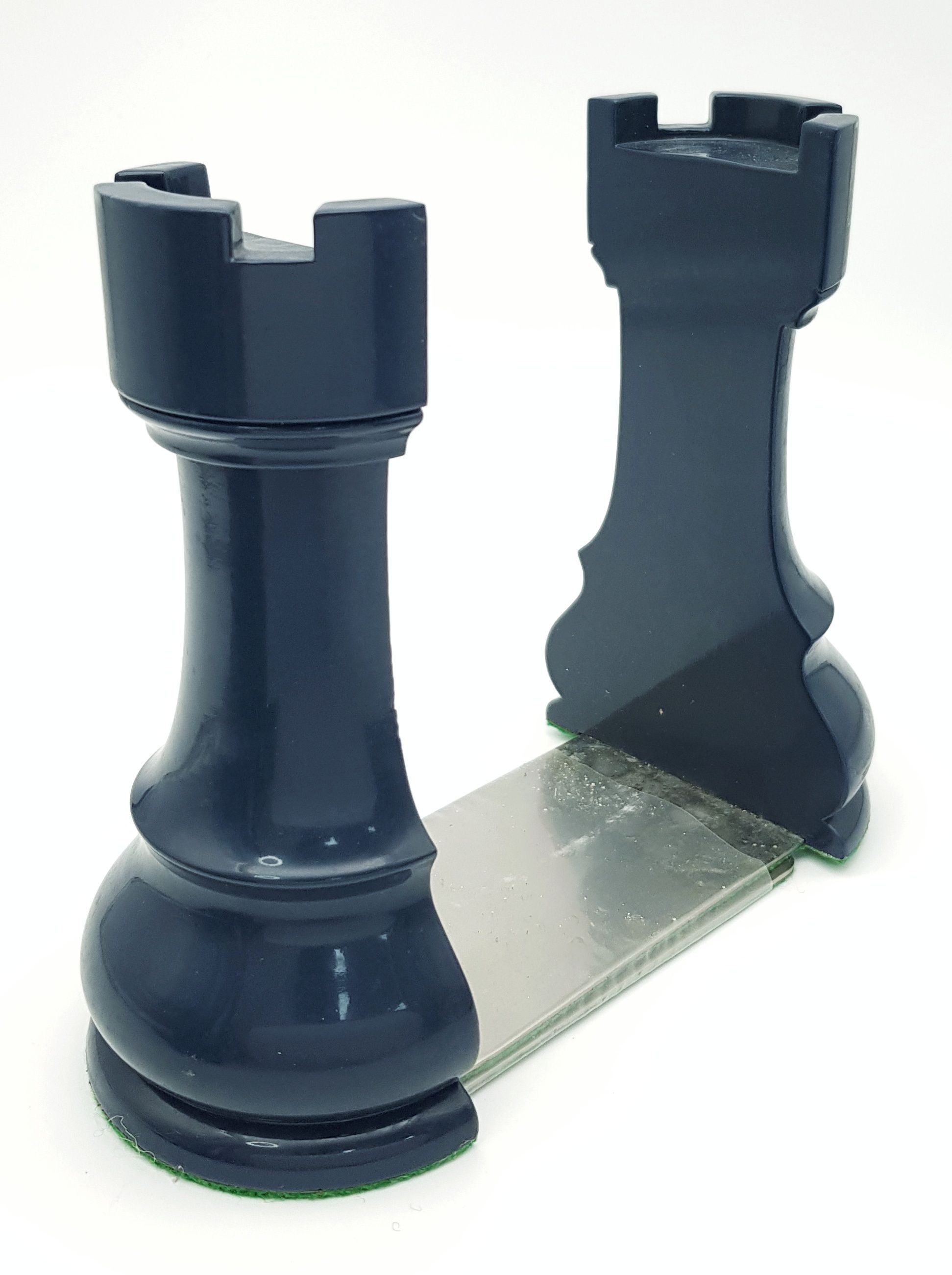 A Pair of Wooden Blue Rook Bookends