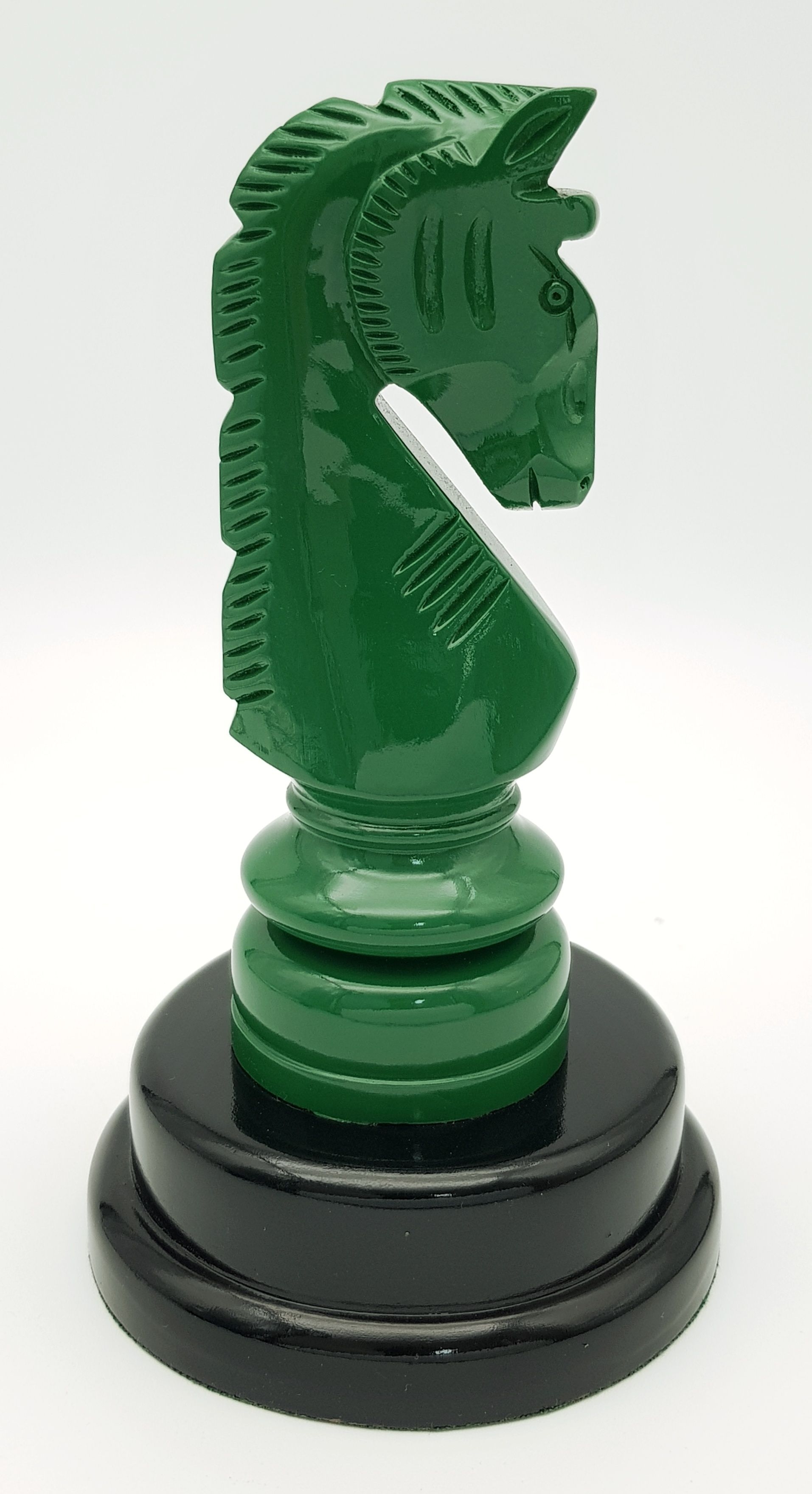 A Green Knight Chess Piece Wooden Trophy