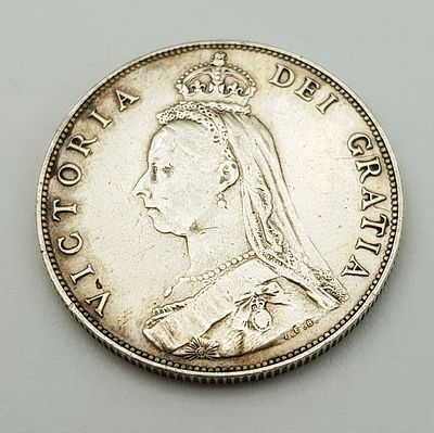 A Very Fine Condition 1887 Queen Victoria Silver Florin coin. 11.27 grams.
