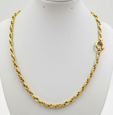 A Vintage 18K Yellow Gold Fancy Link Necklace with Hoop Clasp. 47cm. 25.2g
