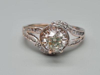 14CT WHITE GOLD DIAMOND TWIST SOLITAIRE RING, APPROX 0.65CT, WEIGHT 2.8G SIZE I 1/2