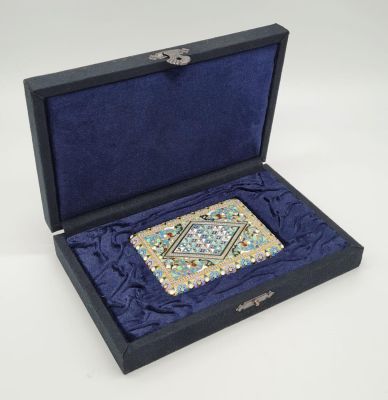 An Antique Russian Silver and Cloisonn&eacute; Enamel Cigarette Case. Incredible geometric 