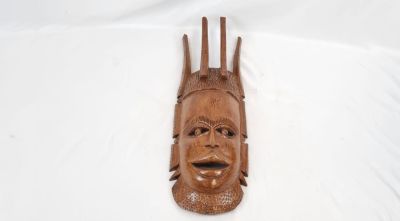Vintage Hardwood Carved African Mask Wall Plaque 62cm Long