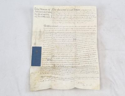 A VERY INTERESTING COURT ORDER DATED 1827 FROM THE MANOR OF ISLEWORTH SYON, MIDDLESEX. 42 X 32cms
