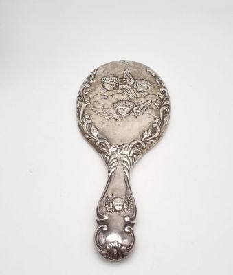 An Antique Silver Hand Mirror. Hallmarks for Chester - 1902. Possibly James Deakin and Sons. 