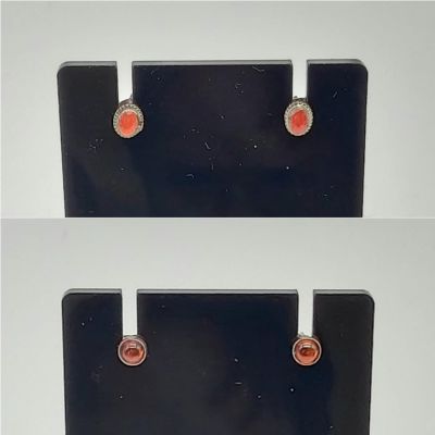 Two Pairs of Sterling Silver mini Amber Stud Earrings 1.2g