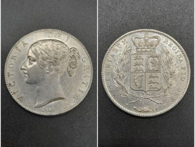 A Queen Victoria 1844 Silver Crown Coin. EF condition but please see photos. 28.3g. Spink - 3882.