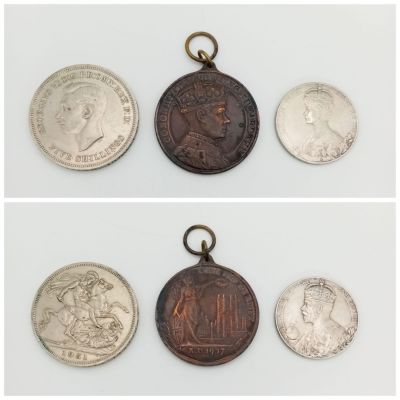 A Parcel of 3 Antique and Vintage Royal Commemorative Medal, Medallion and Coin Pieces 
