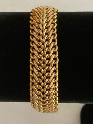 Fabulous Italian 10 carat Yellow GOLD BRACELET. Beautiful basket weave design. 19.75 grams. 18.5 cm.
