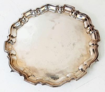 A Vintage (1940) Sterling Silver Footed Salver. Sheffield hallmarks and Emile Viner's makers 