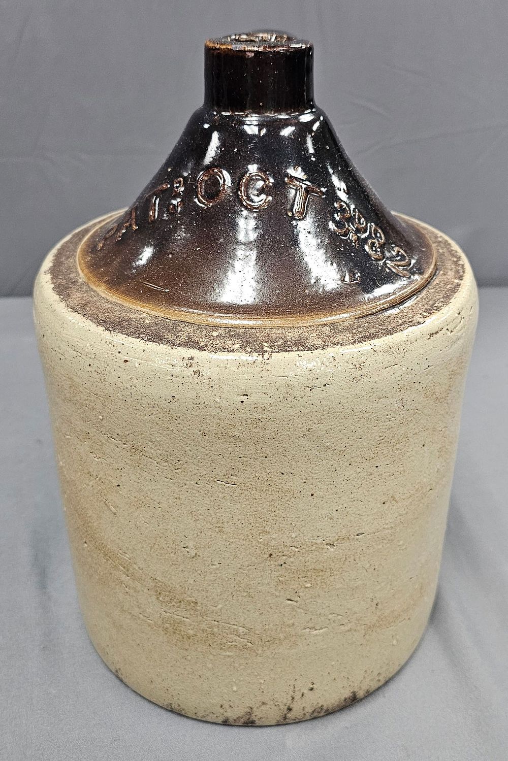 Lot 137: 1gal Pat. Oct 3rd 1882 Stoneware Liquor Jug