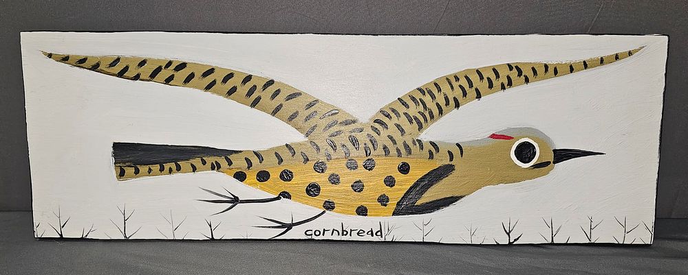 Lot 144A: Cornbread Folk Art Painting "Flying Flicker"