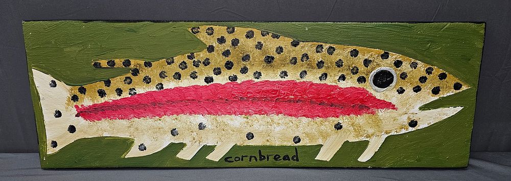 Lot 146A: Cornbread Rainbow Trout Folk Art Painting