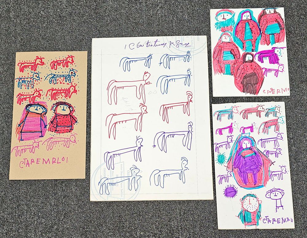 Lot 148C: Carter Wellborn Folk Art Lot of 4 Maker Drawings