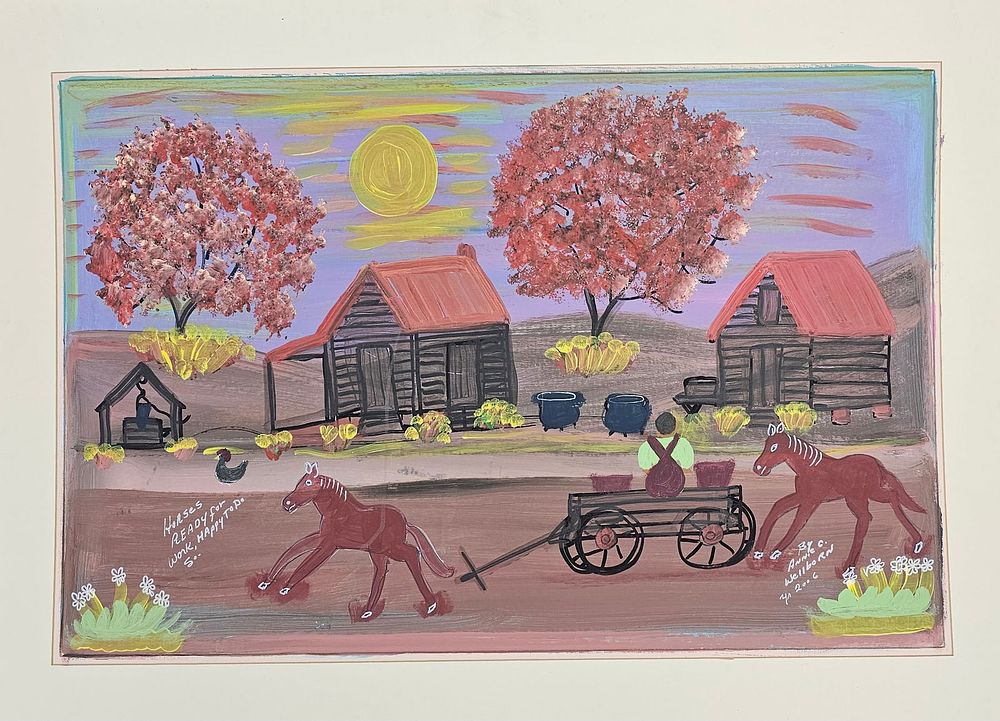 Lot 150A: Stuning Annie Wellborn Folk Art Painting