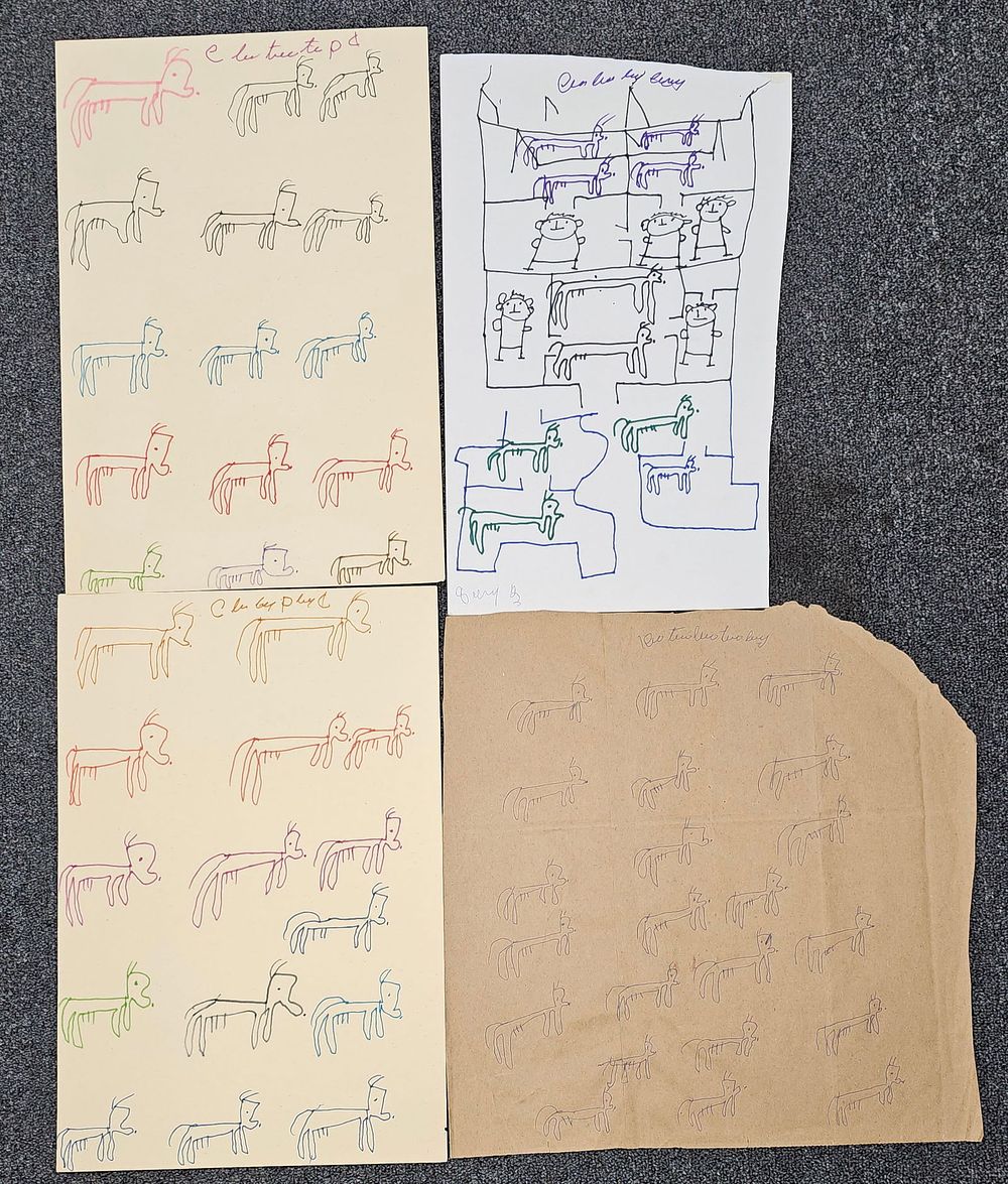 Lot 151B: Carter Wellborn Folk Art Drawing Lot