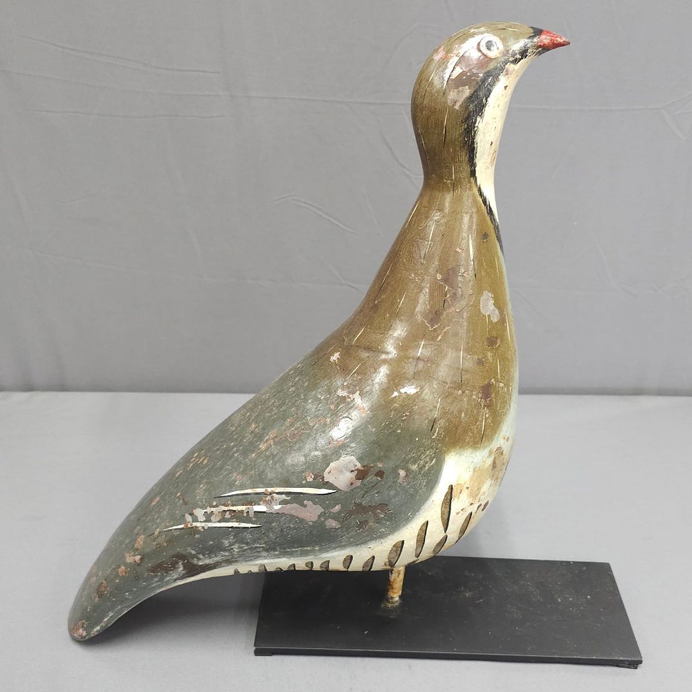 Lot 155C: Antique Metal Grouse Decoy W/ Stand