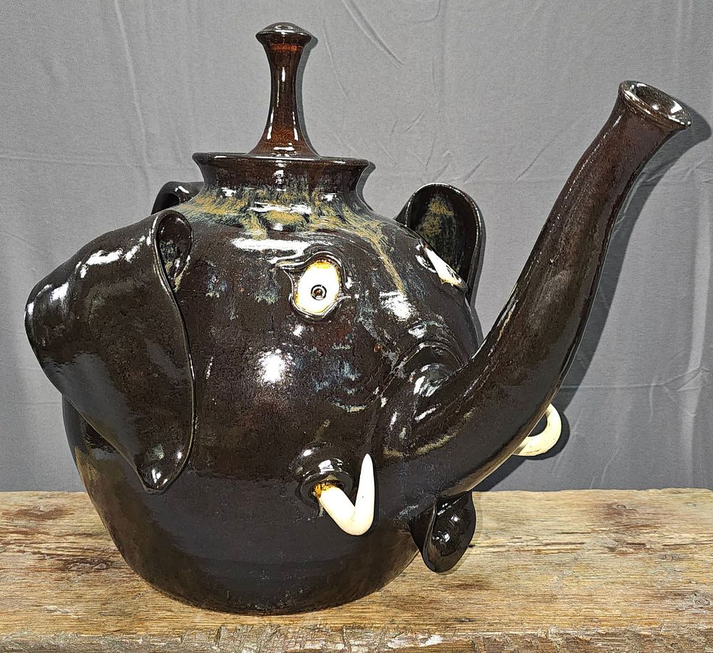 Lot 160: Stunning Roger Corn Large Elephant Tea Pot