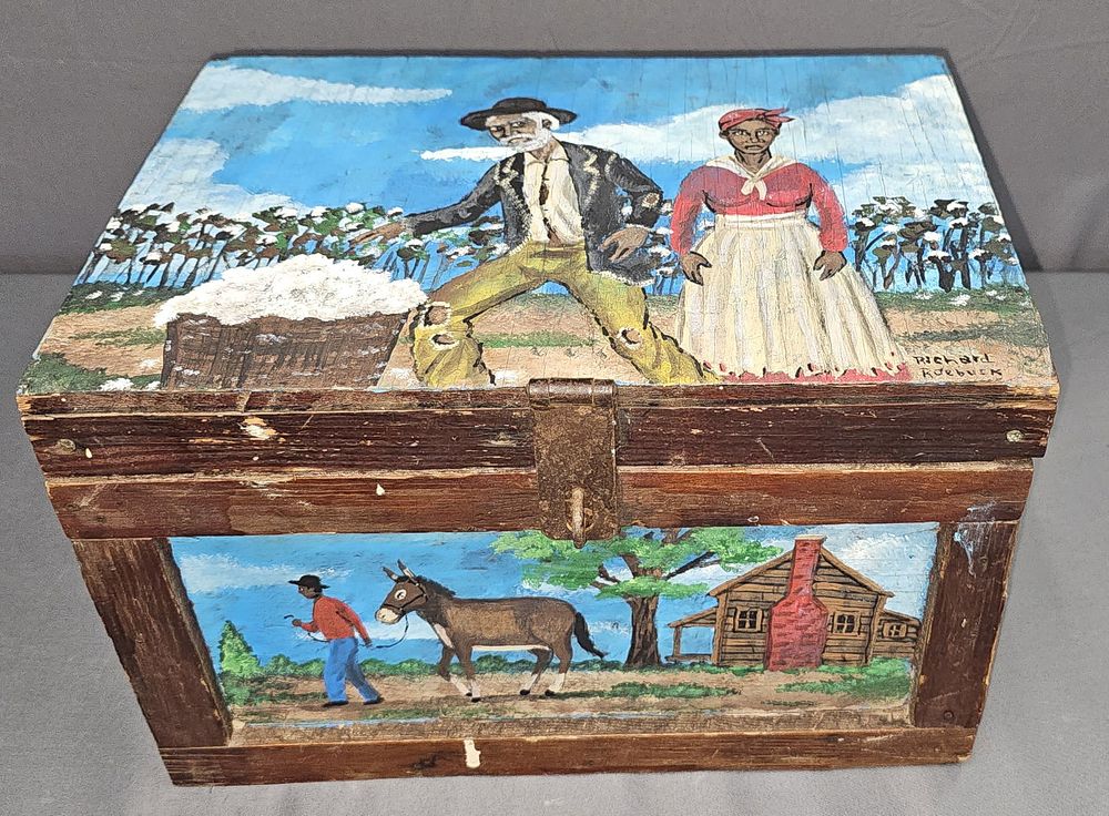 Lot 164A: Scarce Richard Roebuck Folk Art Painted Box