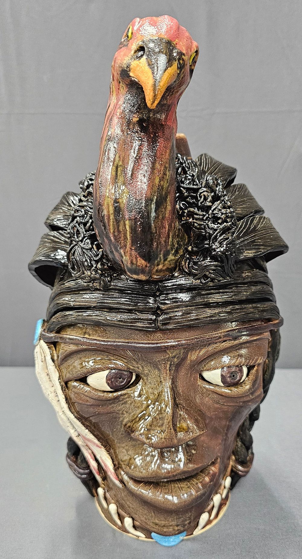 Lot 173: Lin Craven Native American Spirit Turkey Face Jug