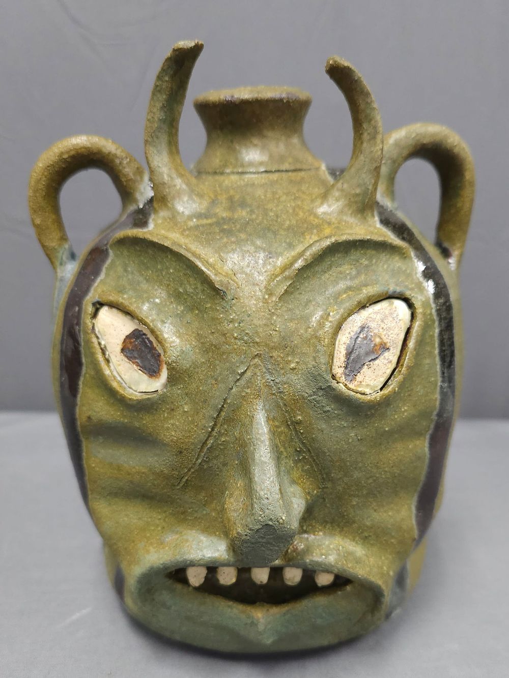 Lot 202: Rare Wayne Hewell #9 Devil Face Jug