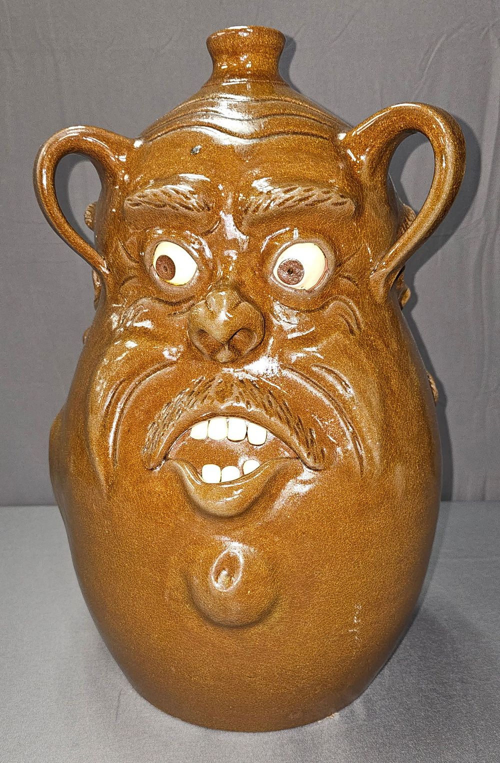 Lot 213: 2001 Triple Face Michael Perdue - JH Perdue, James Perdue Face Jug
