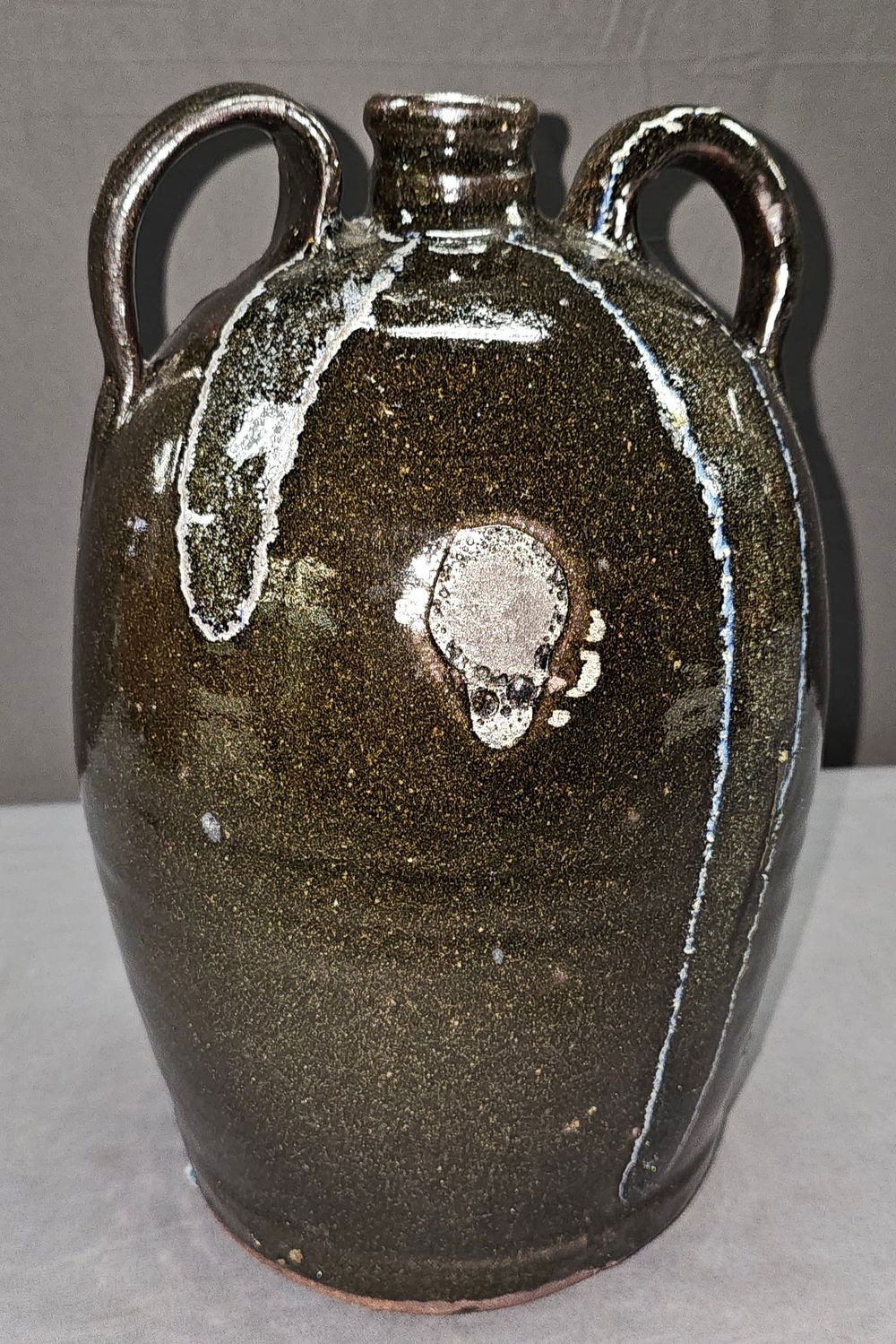 Lot 229: 1997 Chester Hewell Double Handle Jug With Glass Runs