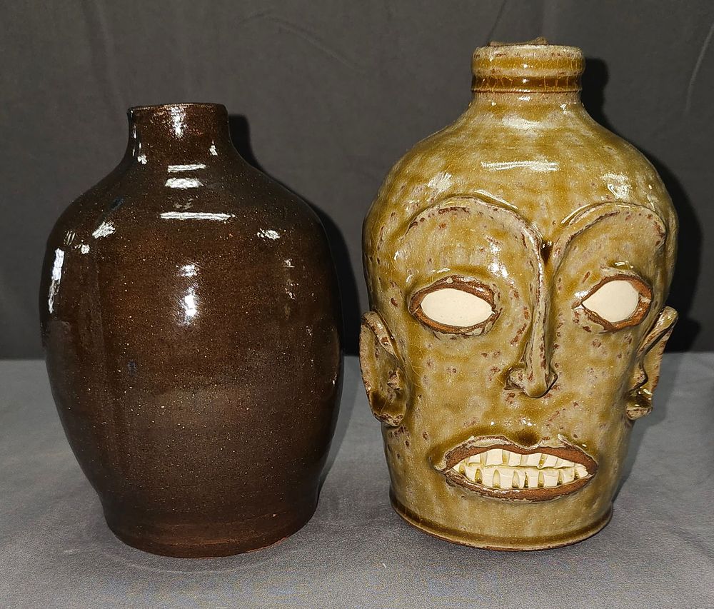 Lot 232: Southern Folk Pottery Face Jug and Folk Jug Lot