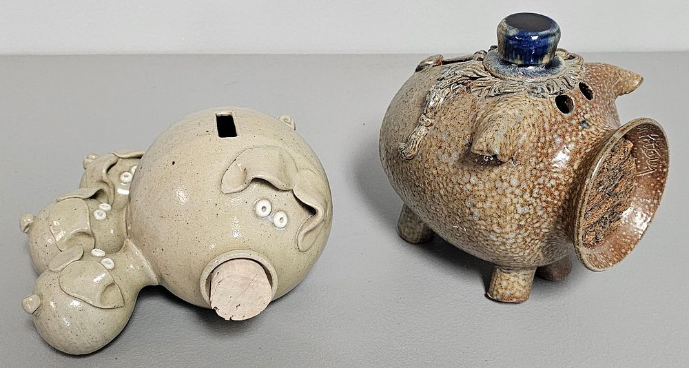Lot 239: Southern Folk Pottery Pig Lot By Phil Morgan & Bryan Attaway