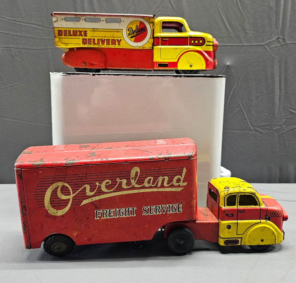 Lot 77: 1950s Marx Toy Tractor & Trailer Toy Truck Lot