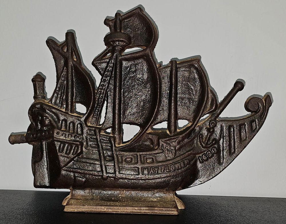 Lot 203: Early Cast Iron Mayflower Ship Doorstop "Atlanta"