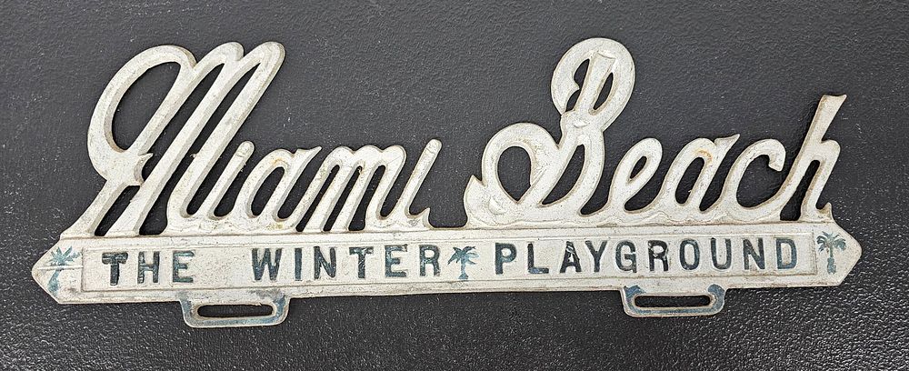 Lot 209: Rare 1950s Miami Beach Tag Topper