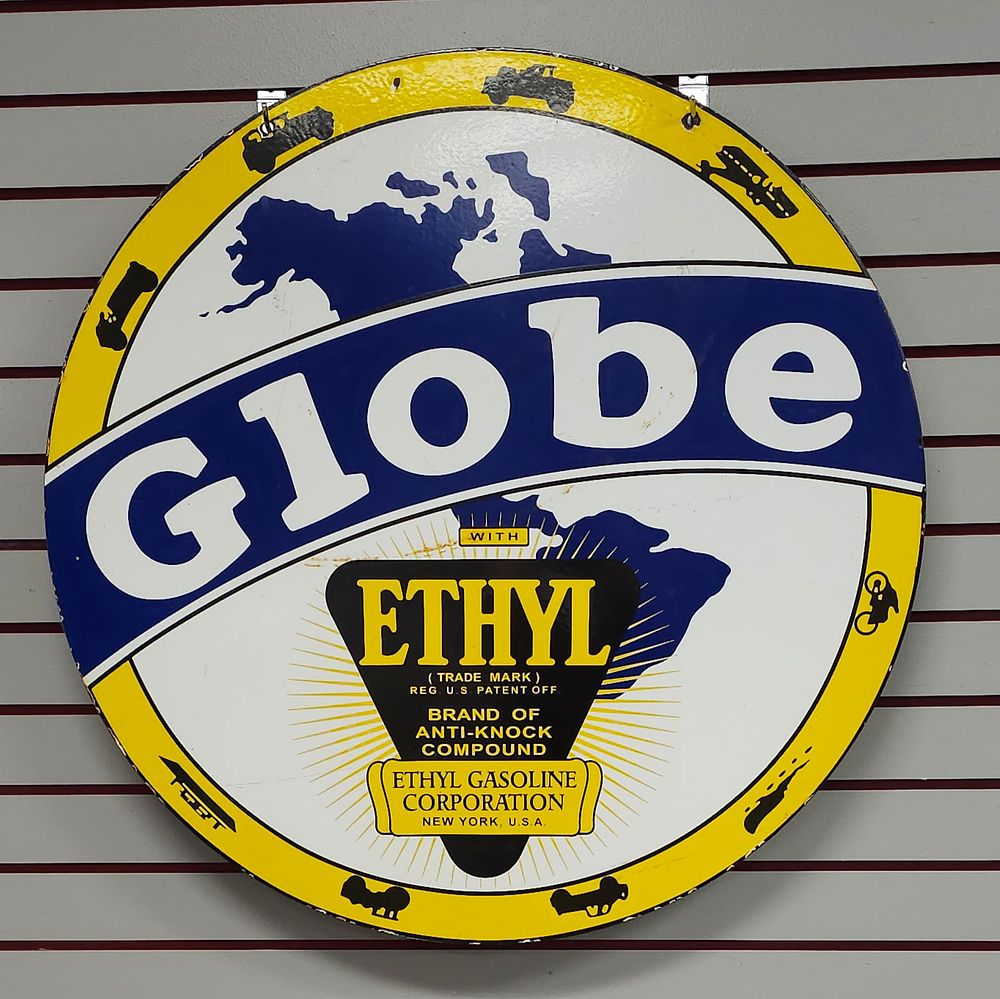 Lot 225A: 30" Globe Gasoline Porcelain Sign