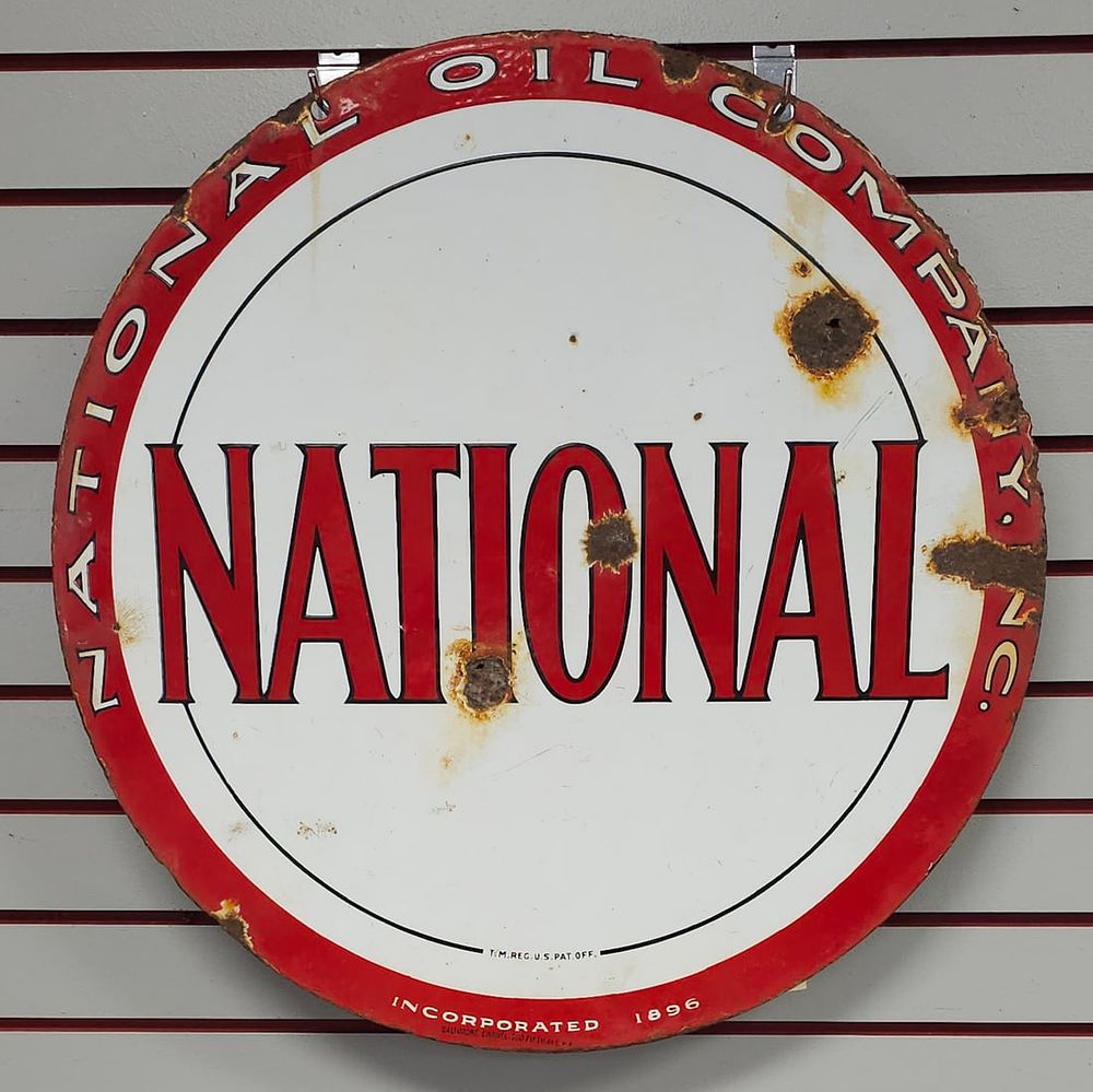Lot 226: Rare 1920's National Oil Company Porcelain Sign