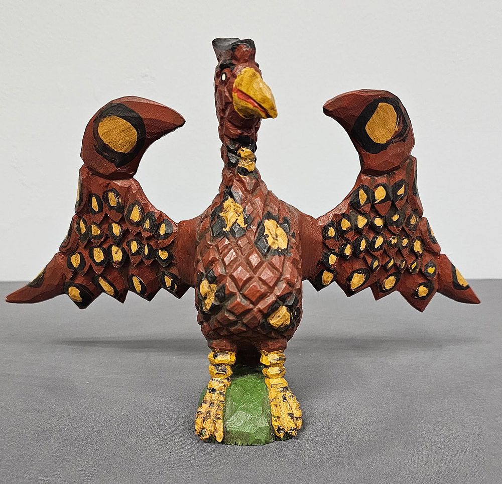 Lot 129: Stunning Daniel Strawser Folk Art  Carved Wooden Eagle Circa 1987