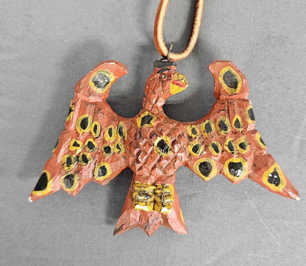 Lot 129C: Daniel Strawser  Wooden Folk Art  Carved Eagle Pendant