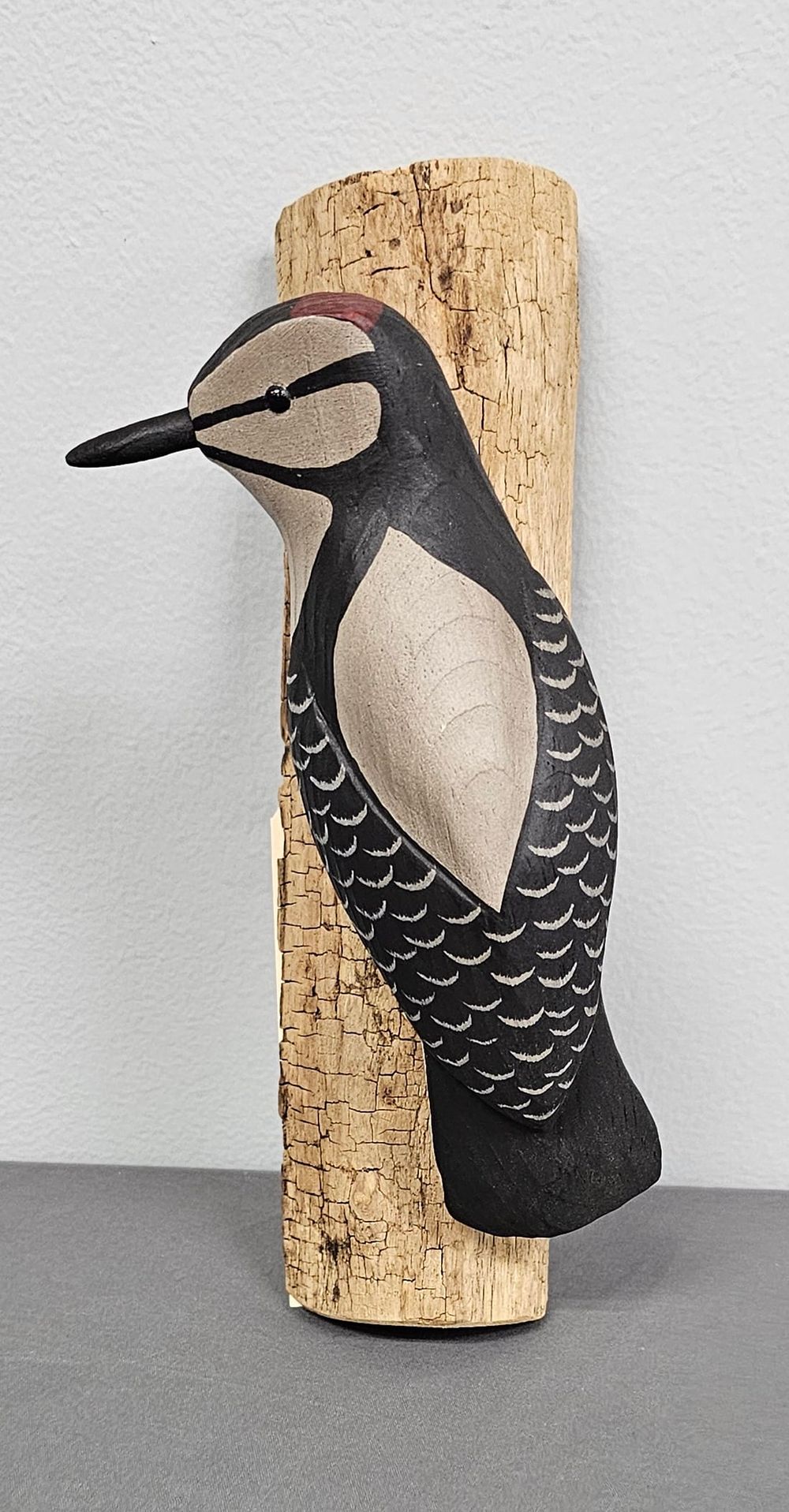 Lot 129E: Folk Carved Hairy Woodpecker By: Folk  Artist White