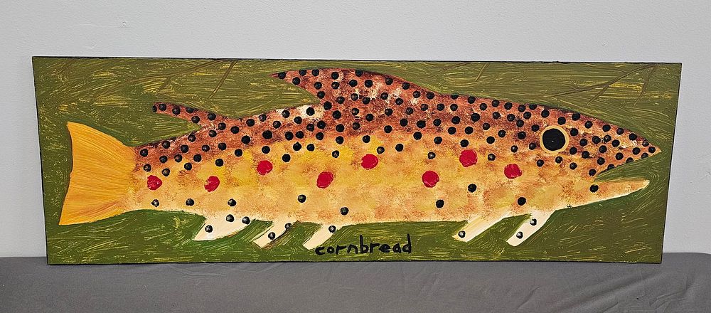 Lot 135A: John "Cornbread" Anderson Brown Trout Folk  Art Paintnig