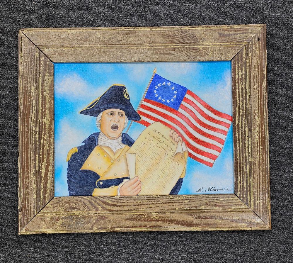 Lot 161A: Clint Alderman Folk Art Painting