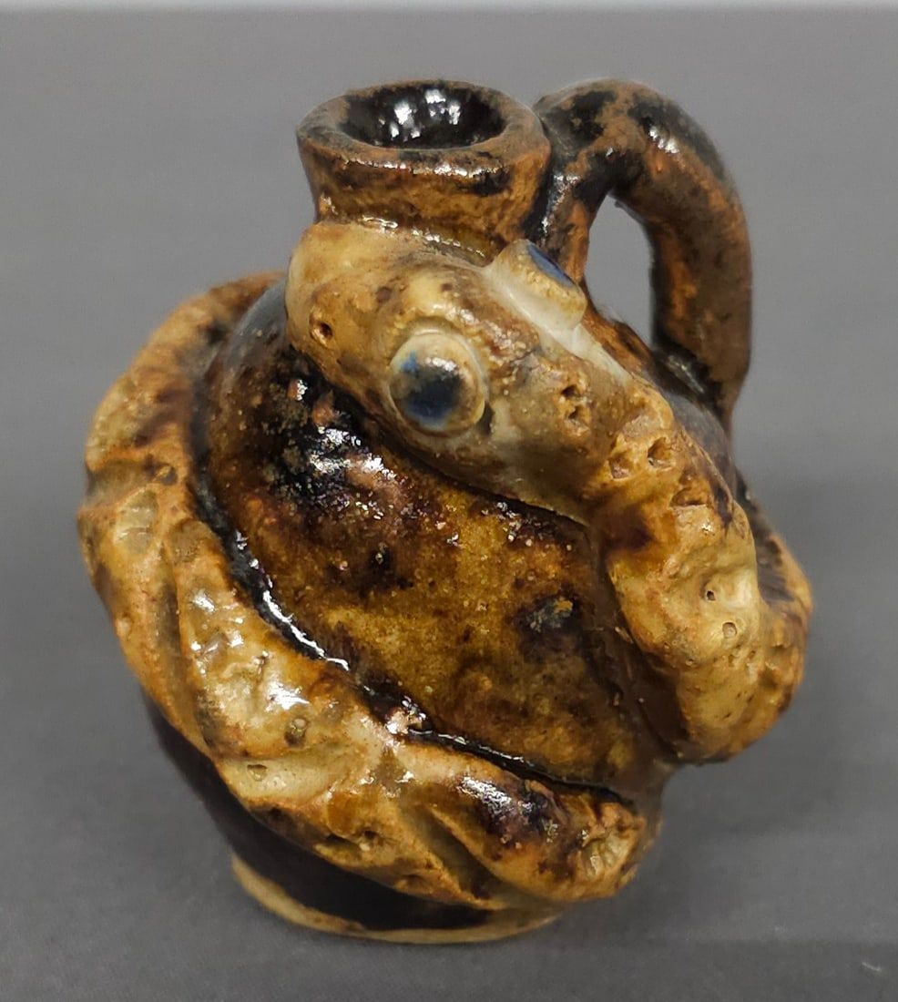 Lot 167: Rare Marie Rogers Mini Folk Pottery Snake Jug