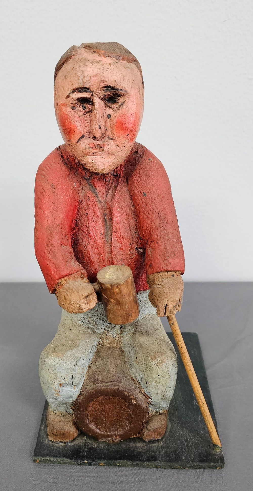 Lot 186C: 1940-50s Southern Folk Art Carved Man on Log