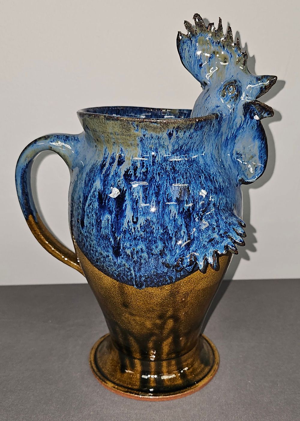 Lot 189: Fine Charlie West Chicken Folk Pottery Pitcher
