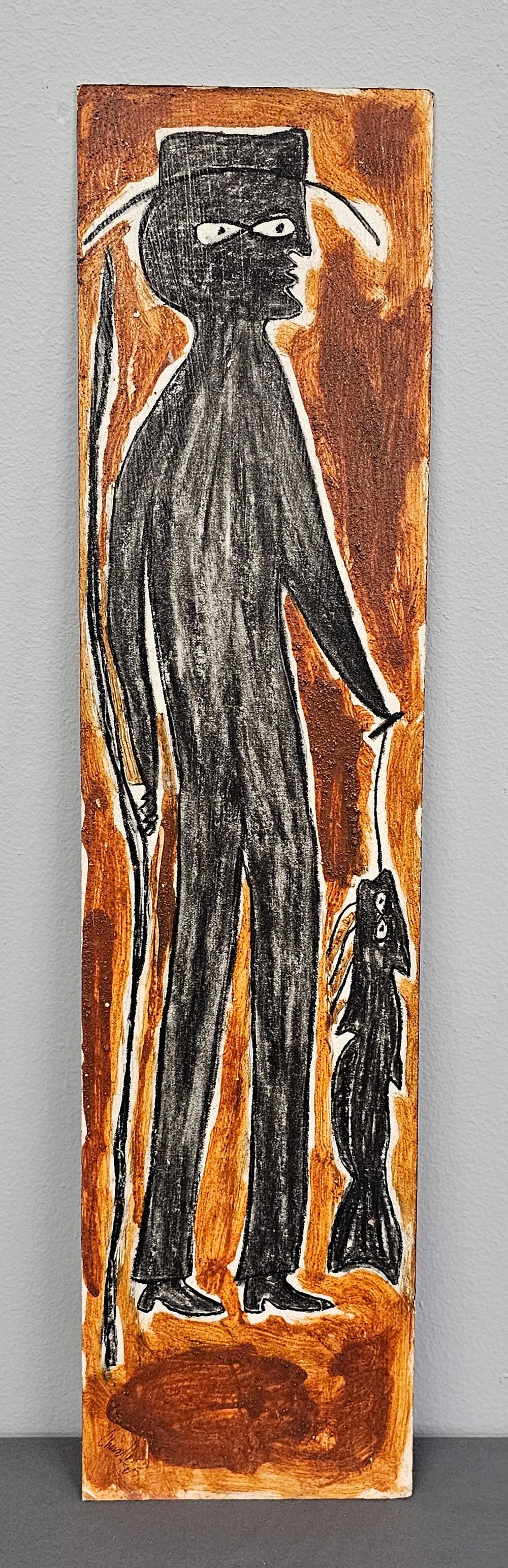 Lot 201A: Steven Chandler Catfishing Folk Art Painting