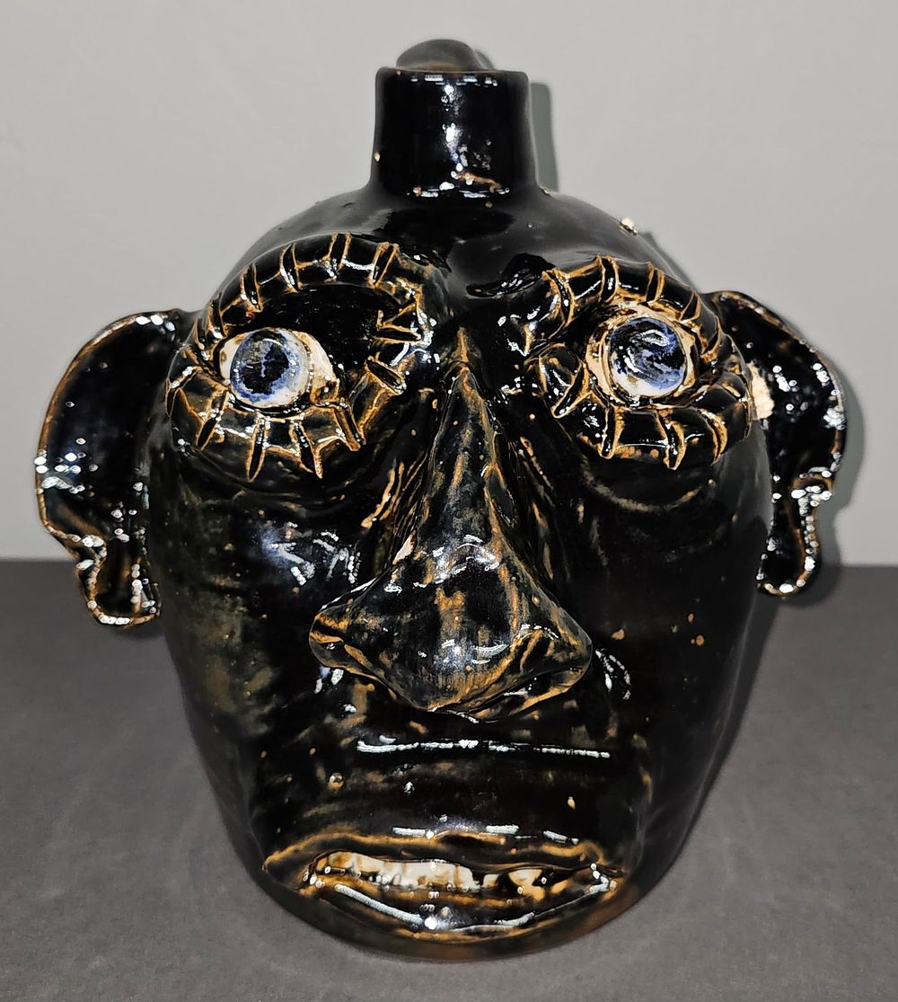 Lot 204: Jerry Brown Folk Pottery Face Jug