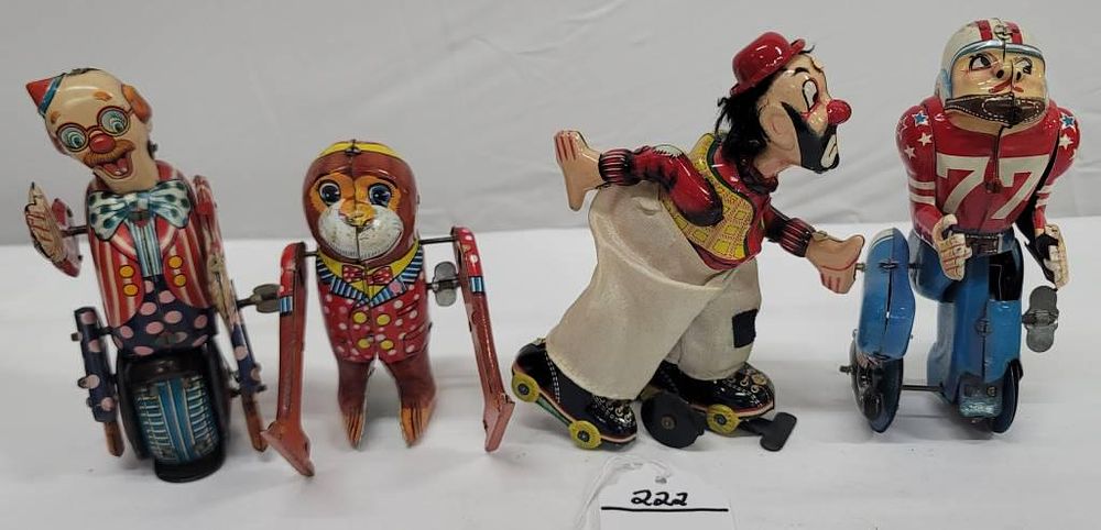 Lot 222: 1950's Japan Tin Litho Wind Up Toy Lot of 4