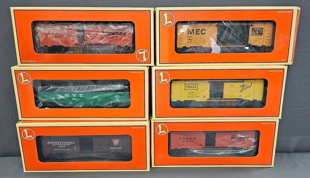 Lot 262: Lionel Box Car Lot of 6 (NIB) Modern Era, O Gauge. Lionel Box Car Lot of 6 (NIB) 1. 6-29268 (X2)