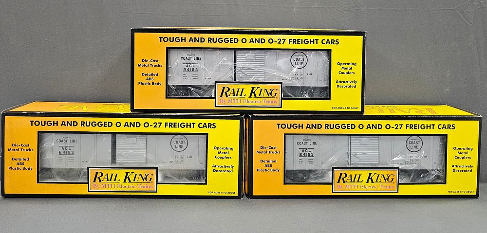 Lot 266: Rail King Atlantic Coast Line Box Car Lot of 3 Rail King Atlantic Coast Line Box Car Lot of 3, all