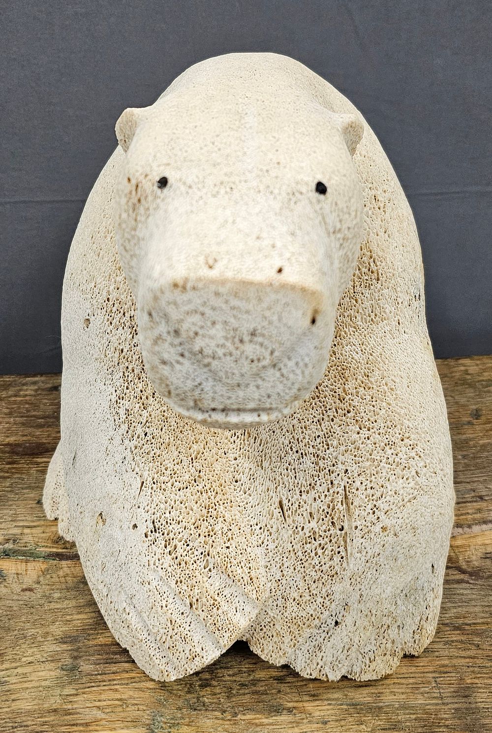 Lot 330: Signed Wilson Oozeva Polar Bear Caved from Bone